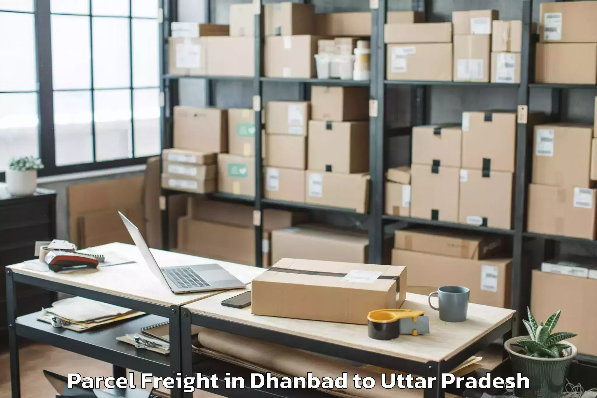 Book Your Dhanbad to Bareli Airport Bek Parcel Freight Today